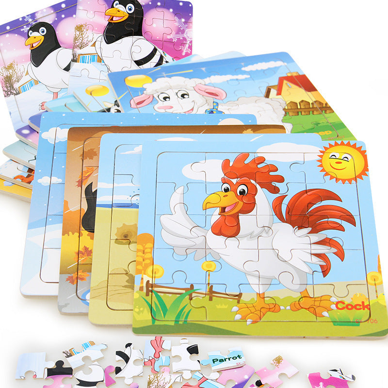 Children's poultry animal wooden puzzle