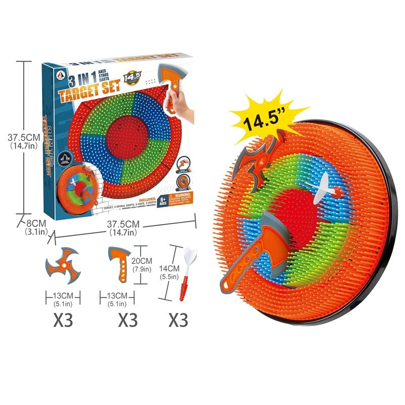 3-in-1 Outdoor Throwing Game Set - Includes Axes, Stars & Darts Fun Sports For Families And Kids